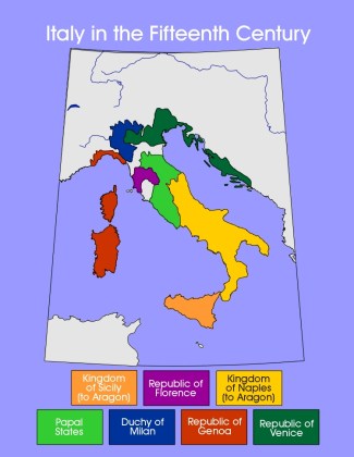 Secular and Papal States of Italy at Year 1500 C.E. -- ucalgary.ca (click on the image)